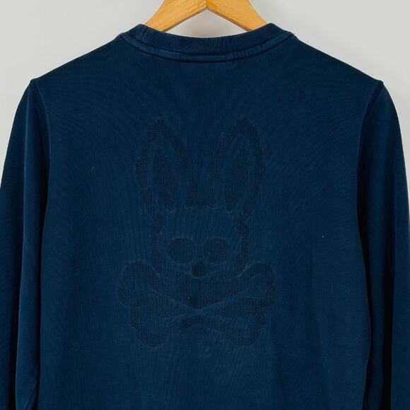 Psycho Bunny Sweatshirt Size Small Men’s Blue Pullover Crew Neck Double Sided - Picture 2 of 8